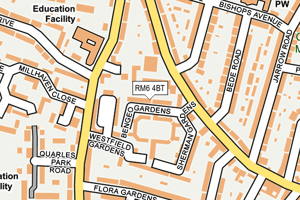 RM6 4BT map - OS OpenMap – Local (Ordnance Survey)