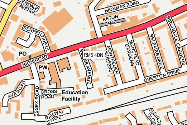 RM6 4DN map - OS OpenMap – Local (Ordnance Survey)