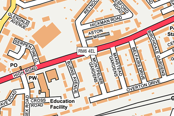 RM6 4EL map - OS OpenMap – Local (Ordnance Survey)
