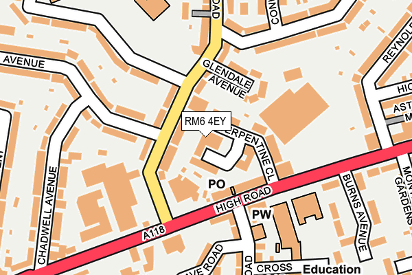 RM6 4EY map - OS OpenMap – Local (Ordnance Survey)