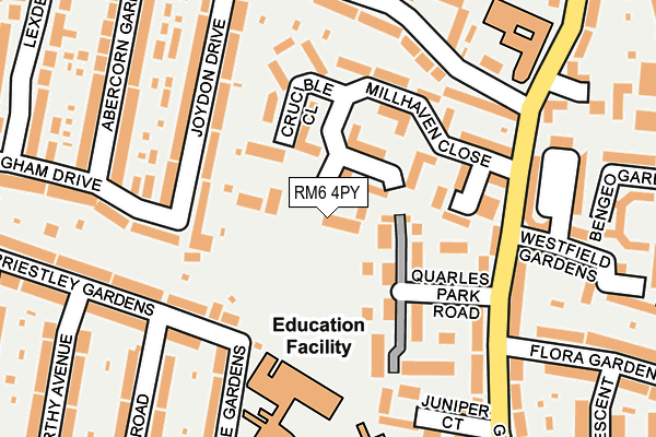 RM6 4PY map - OS OpenMap – Local (Ordnance Survey)