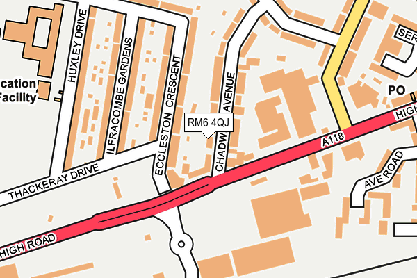 RM6 4QJ map - OS OpenMap – Local (Ordnance Survey)