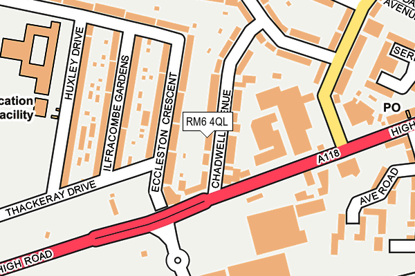 RM6 4QL map - OS OpenMap – Local (Ordnance Survey)