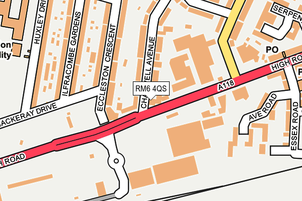 RM6 4QS map - OS OpenMap – Local (Ordnance Survey)