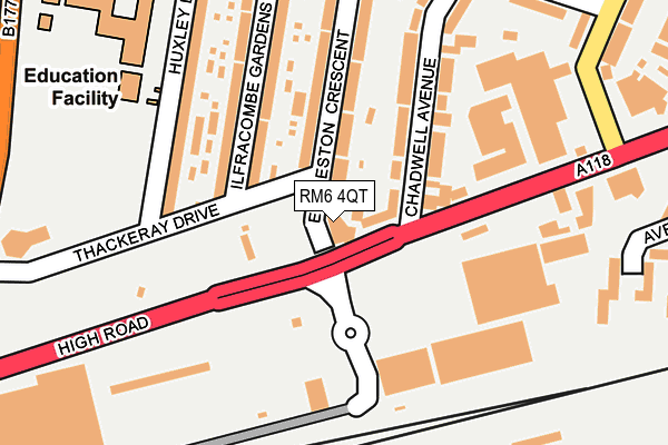 RM6 4QT map - OS OpenMap – Local (Ordnance Survey)