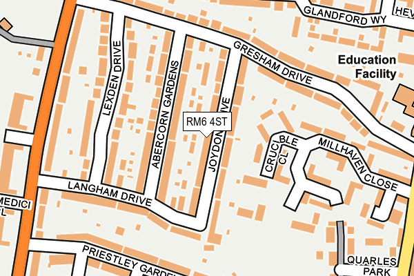 RM6 4ST map - OS OpenMap – Local (Ordnance Survey)