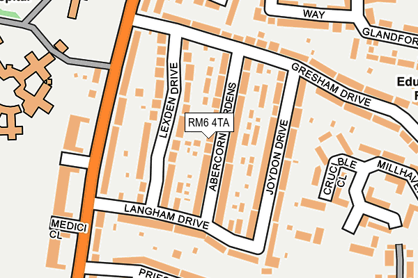 RM6 4TA map - OS OpenMap – Local (Ordnance Survey)