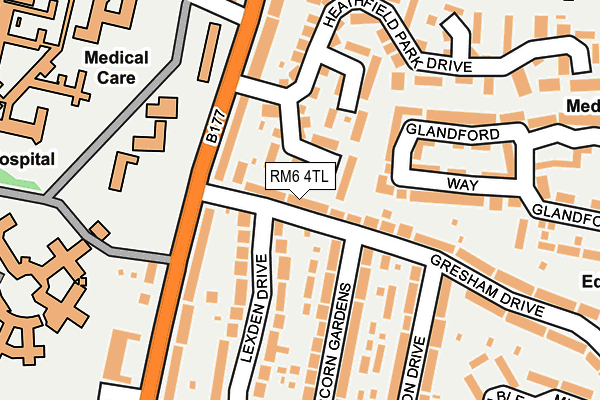 RM6 4TL map - OS OpenMap – Local (Ordnance Survey)