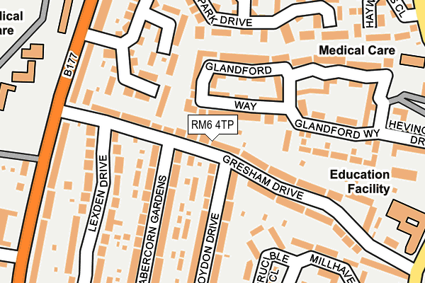 RM6 4TP map - OS OpenMap – Local (Ordnance Survey)