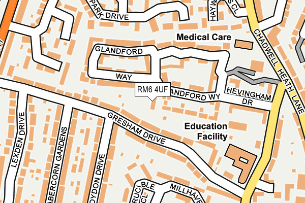 RM6 4UF map - OS OpenMap – Local (Ordnance Survey)