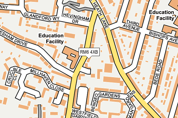 RM6 4XB map - OS OpenMap – Local (Ordnance Survey)