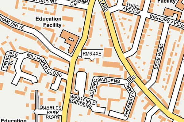 RM6 4XE map - OS OpenMap – Local (Ordnance Survey)
