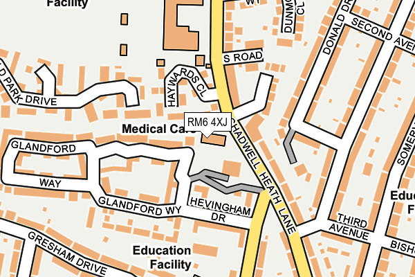 RM6 4XJ map - OS OpenMap – Local (Ordnance Survey)