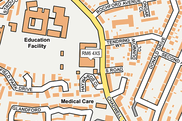 RM6 4XS map - OS OpenMap – Local (Ordnance Survey)