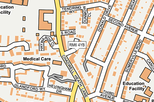 RM6 4YB map - OS OpenMap – Local (Ordnance Survey)