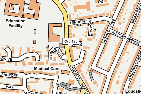 RM6 4YL map - OS OpenMap – Local (Ordnance Survey)
