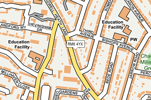 RM6 4YX map - OS OpenMap – Local (Ordnance Survey)