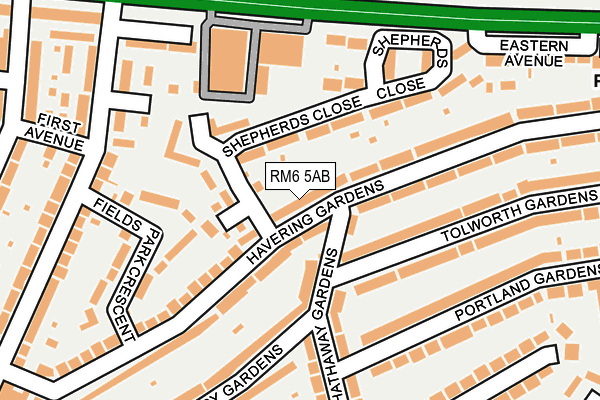 RM6 5AB map - OS OpenMap – Local (Ordnance Survey)