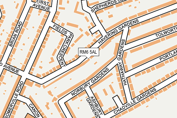 RM6 5AL map - OS OpenMap – Local (Ordnance Survey)