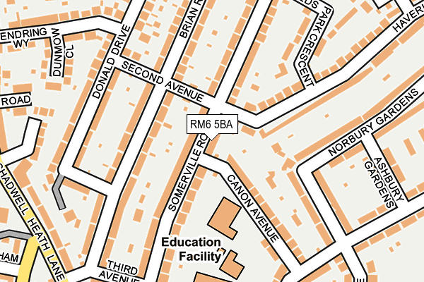 RM6 5BA map - OS OpenMap – Local (Ordnance Survey)