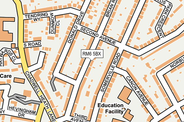 RM6 5BX map - OS OpenMap – Local (Ordnance Survey)
