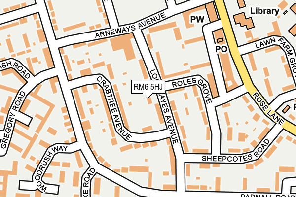 RM6 5HJ map - OS OpenMap – Local (Ordnance Survey)
