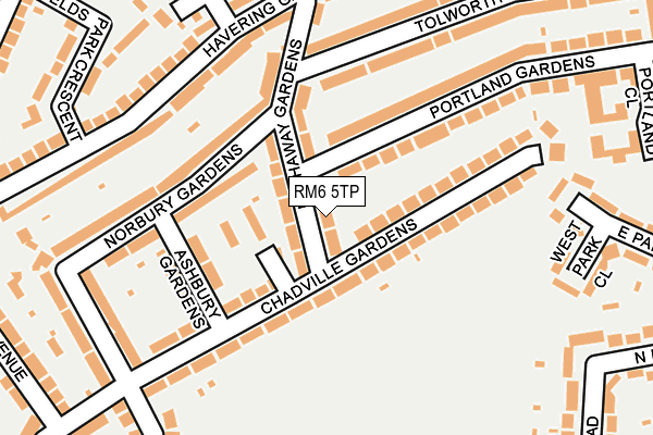RM6 5TP map - OS OpenMap – Local (Ordnance Survey)