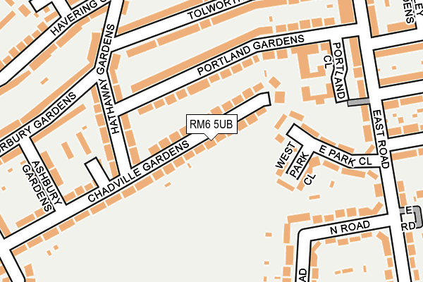 RM6 5UB map - OS OpenMap – Local (Ordnance Survey)