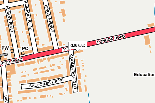 RM6 6AD map - OS OpenMap – Local (Ordnance Survey)