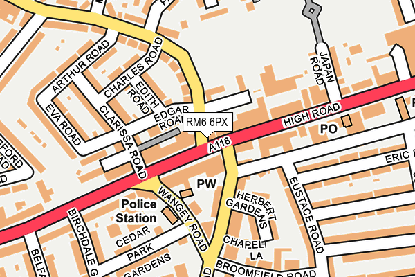 RM6 6PX map - OS OpenMap – Local (Ordnance Survey)