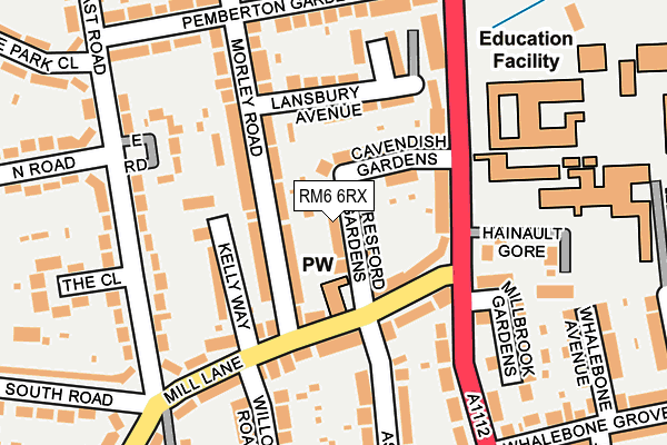 RM6 6RX map - OS OpenMap – Local (Ordnance Survey)