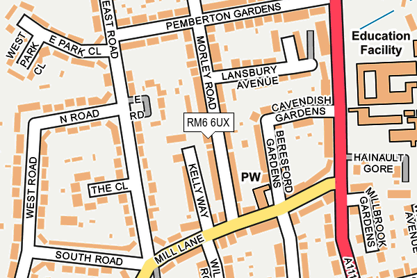 RM6 6UX map - OS OpenMap – Local (Ordnance Survey)