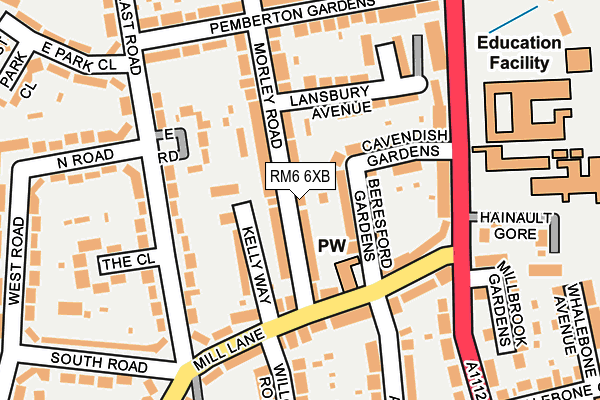 RM6 6XB map - OS OpenMap – Local (Ordnance Survey)