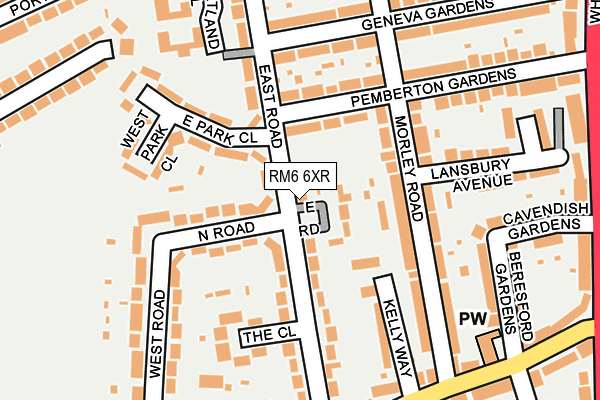 RM6 6XR map - OS OpenMap – Local (Ordnance Survey)