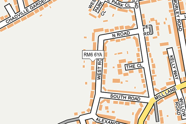 RM6 6YA map - OS OpenMap – Local (Ordnance Survey)