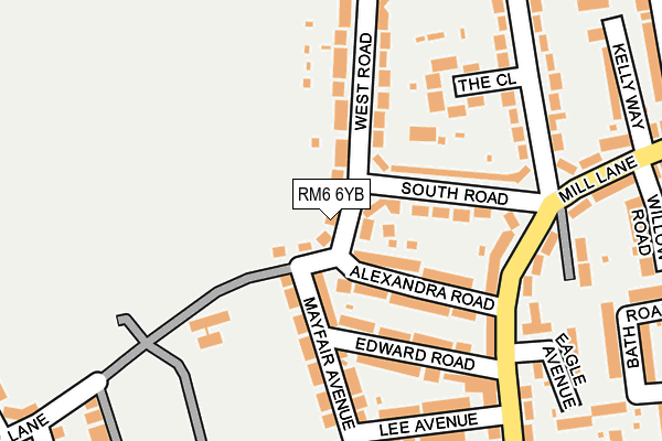 RM6 6YB map - OS OpenMap – Local (Ordnance Survey)