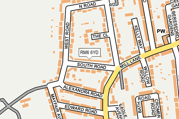 RM6 6YD map - OS OpenMap – Local (Ordnance Survey)