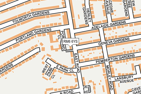 RM6 6YS map - OS OpenMap – Local (Ordnance Survey)