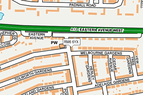 RM6 6YX map - OS OpenMap – Local (Ordnance Survey)