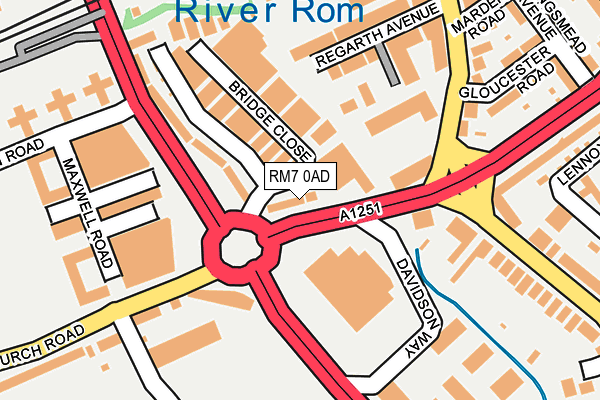 RM7 0AD map - OS OpenMap – Local (Ordnance Survey)