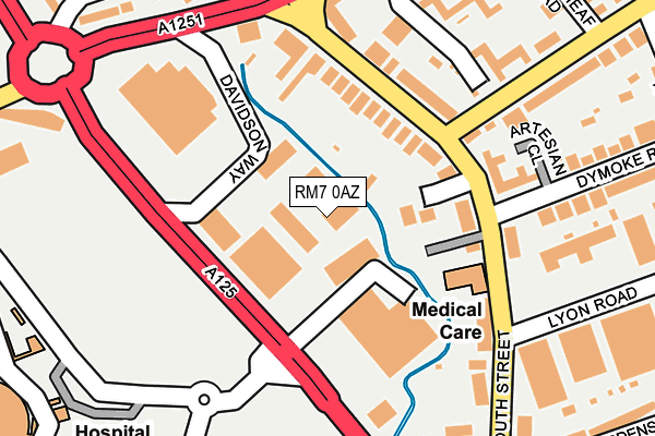 RM7 0AZ map - OS OpenMap – Local (Ordnance Survey)