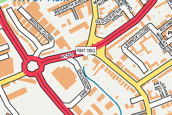 RM7 0BQ map - OS OpenMap – Local (Ordnance Survey)