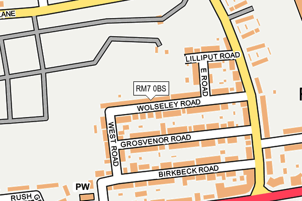 RM7 0BS map - OS OpenMap – Local (Ordnance Survey)