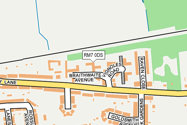 RM7 0DS map - OS OpenMap – Local (Ordnance Survey)