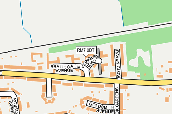 RM7 0DT map - OS OpenMap – Local (Ordnance Survey)