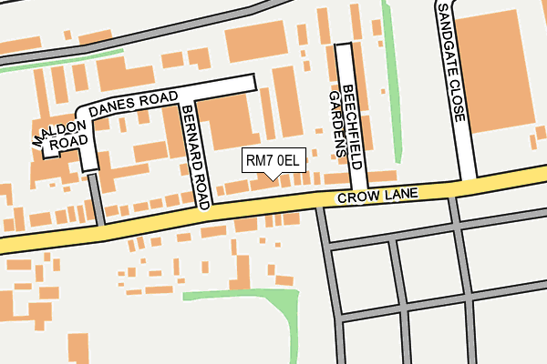RM7 0EL map - OS OpenMap – Local (Ordnance Survey)