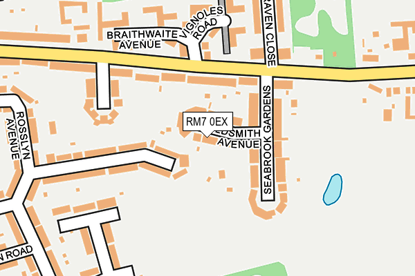 RM7 0EX map - OS OpenMap – Local (Ordnance Survey)