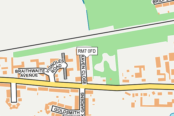 RM7 0FD map - OS OpenMap – Local (Ordnance Survey)