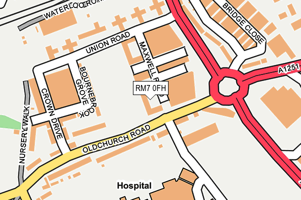 RM7 0FH map - OS OpenMap – Local (Ordnance Survey)