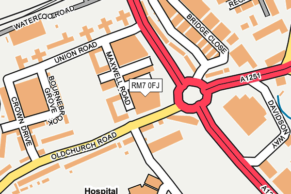 RM7 0FJ map - OS OpenMap – Local (Ordnance Survey)